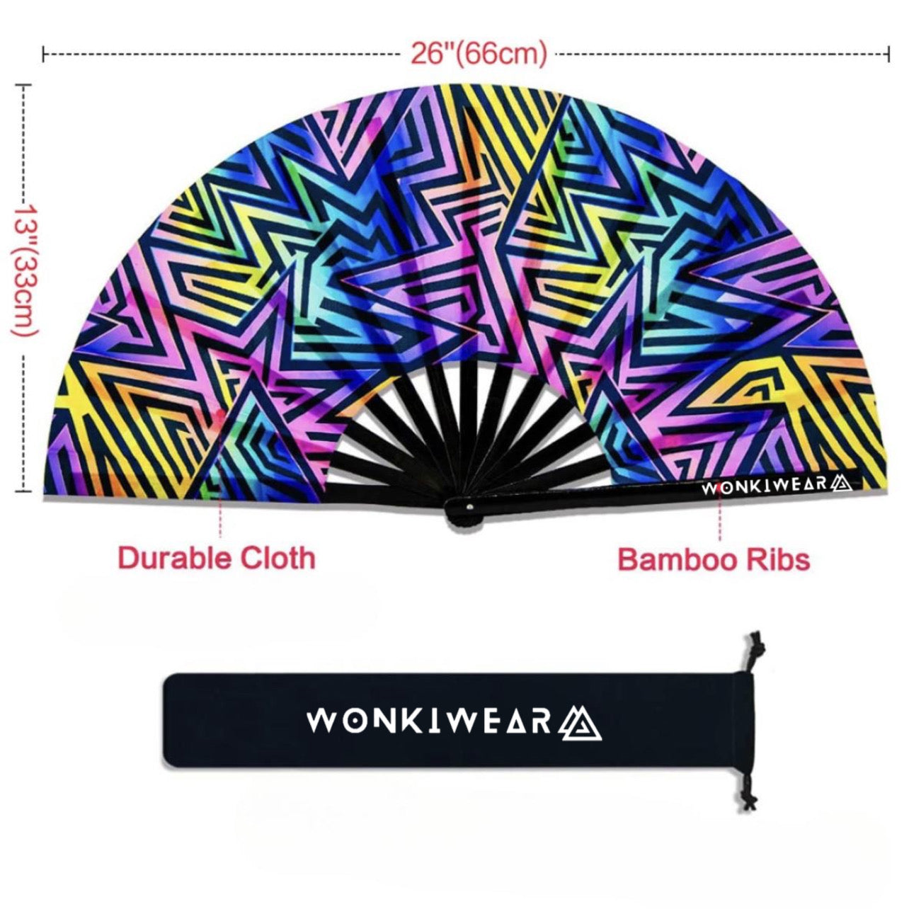 XL Festival Fan - UV Reactive, Electric Rainbow