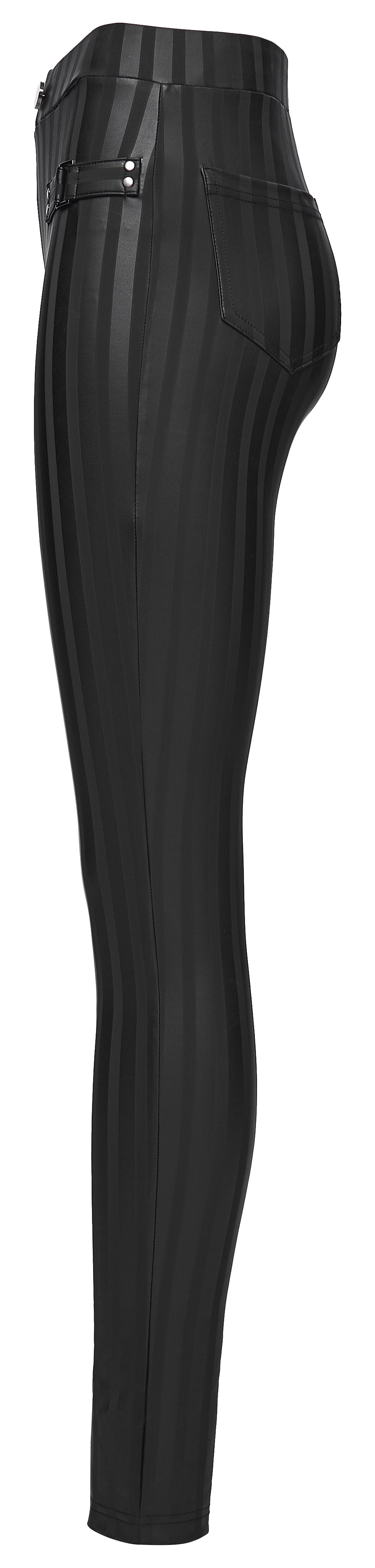 Black Striped Buckle Rave Leggings | Punk Rave