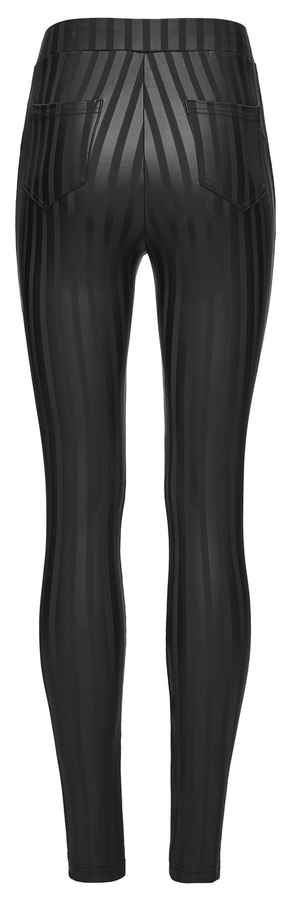 Black Striped Buckle Rave Leggings | Punk Rave
