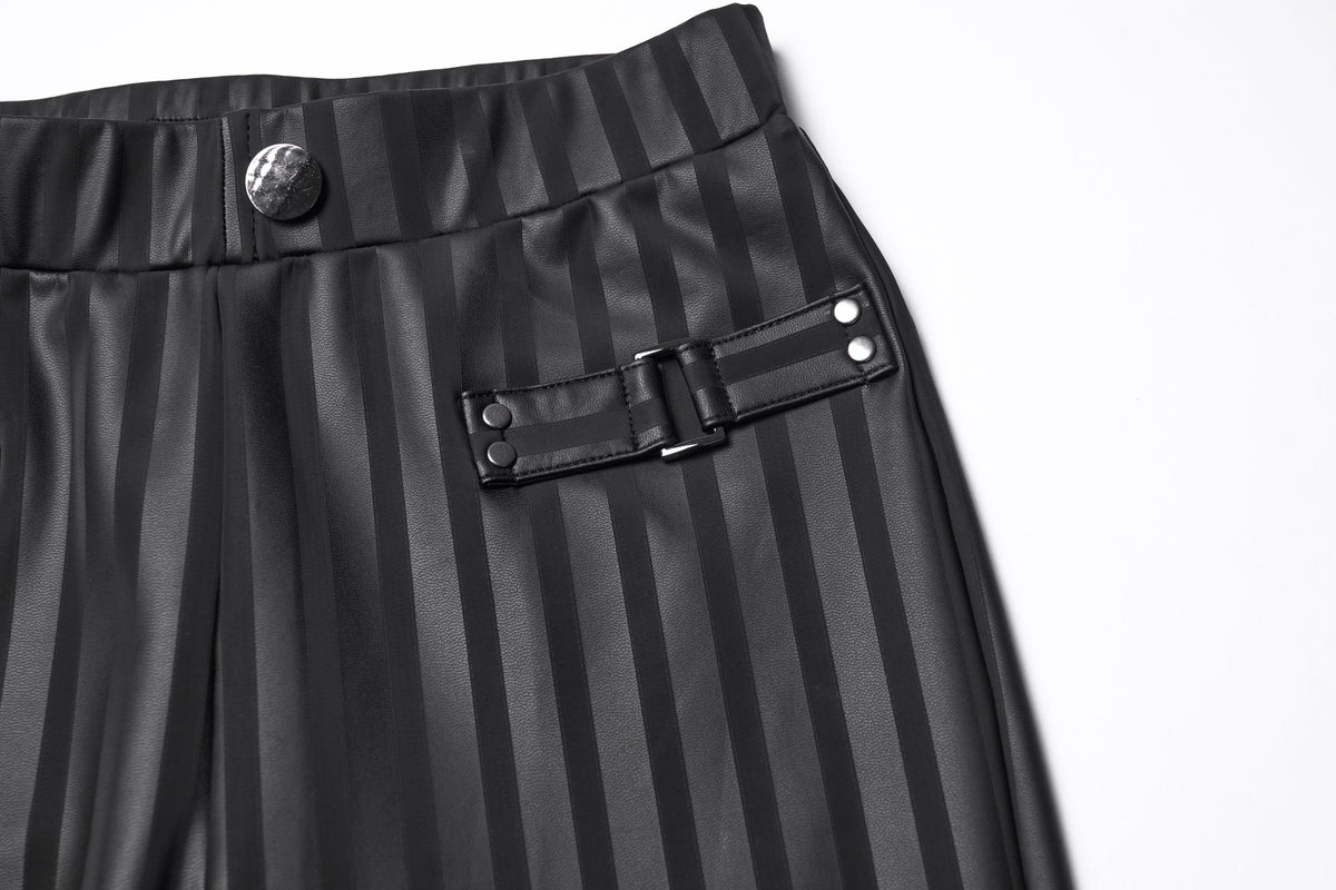 Black Striped Buckle Rave Leggings | Punk Rave