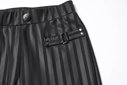 Black Striped Buckle Rave Leggings | Punk Rave