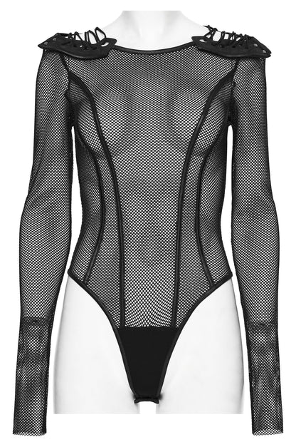 Black Cyberpunk Mesh Rave Bodysuit | Punk Rave