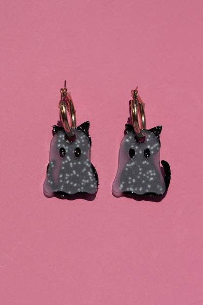 Ghost Cat Hoop Earrings | Halloween Jewellery