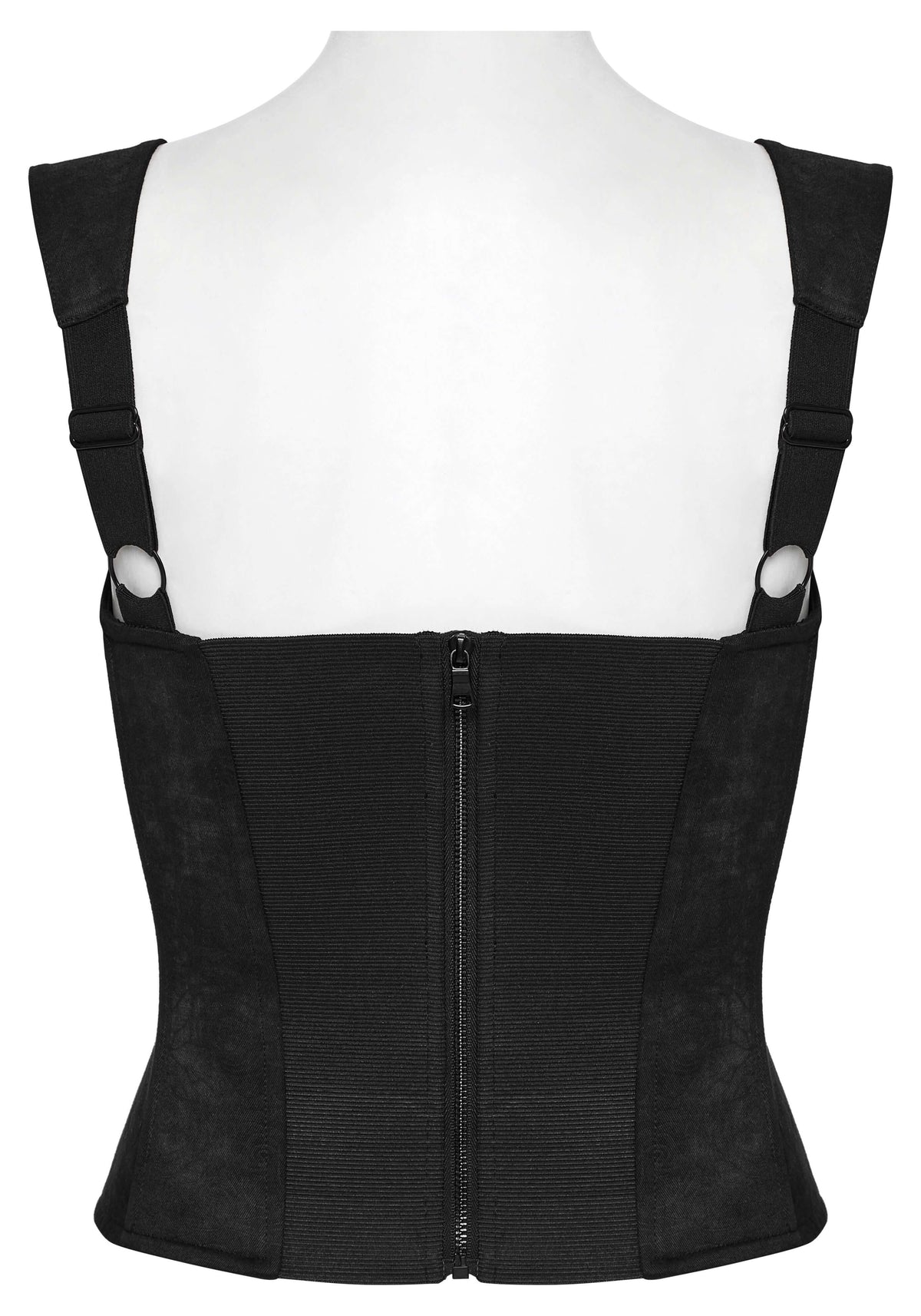 Black Embossed Corset Cami with Buckle Straps | Punk Rave