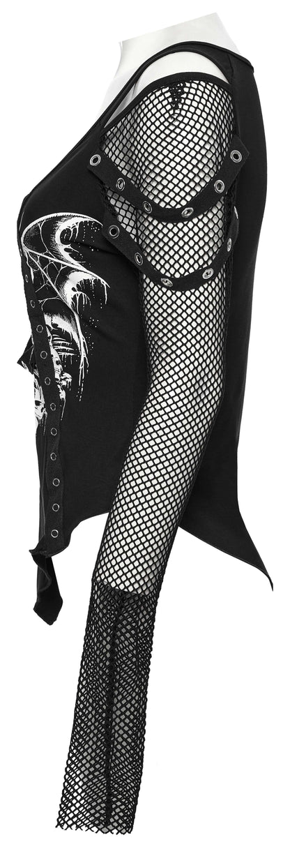 Black Bat Print Rave Top | Punk Rave