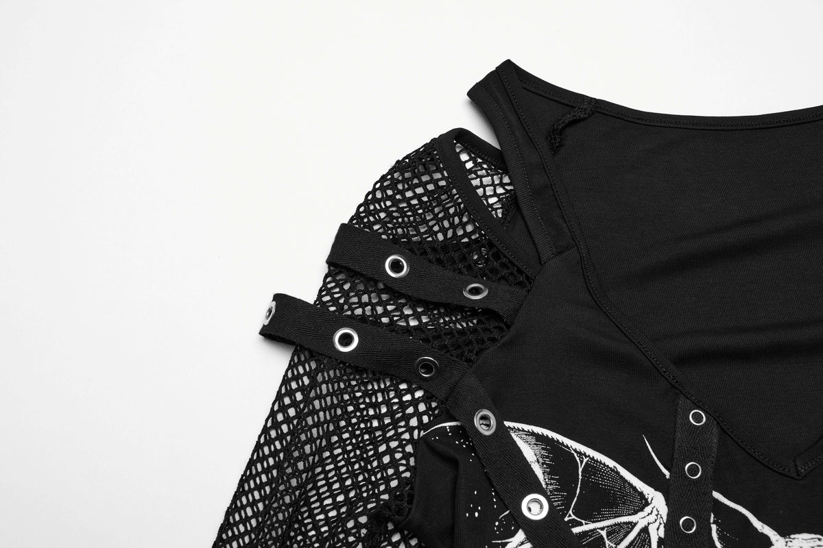 Black Bat Print Rave Top | Punk Rave