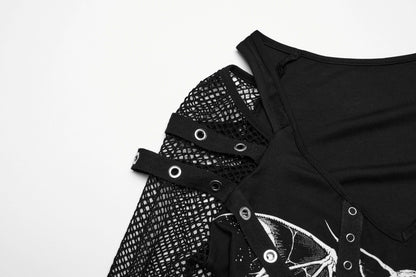Black Bat Print Rave Top | Punk Rave