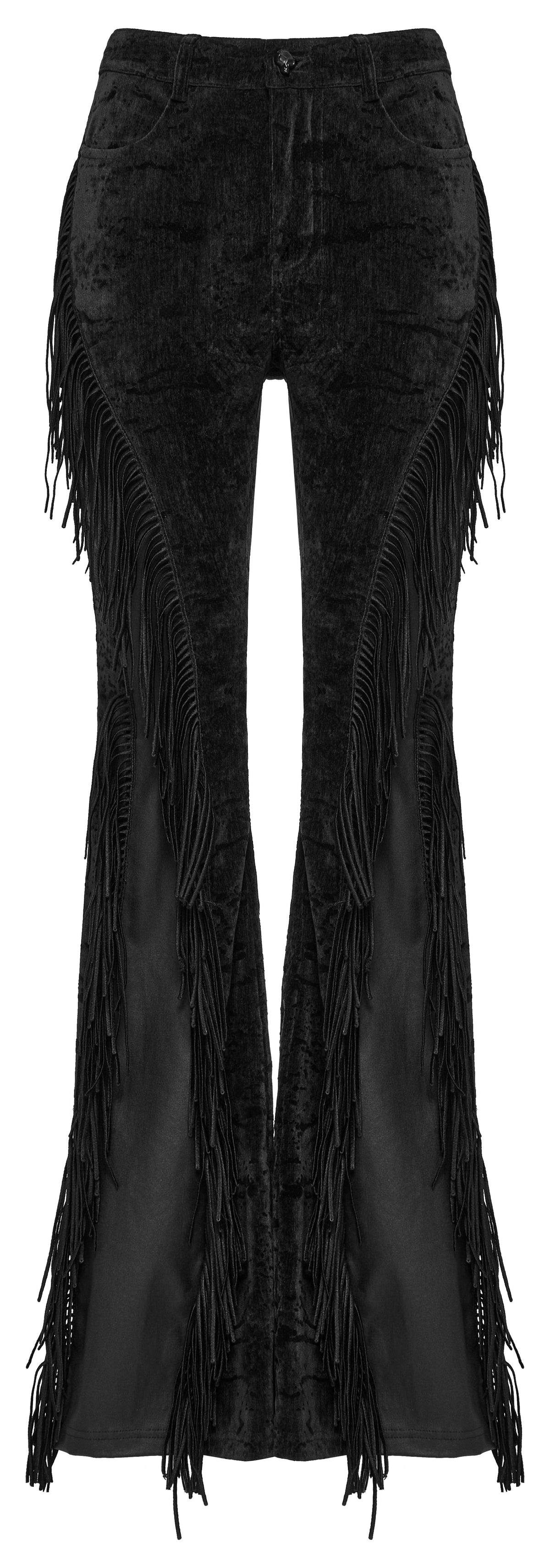 Black Tassel Flare Rave Trousers | Punk Rave
