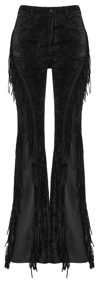 Black Tassel Flare Rave Trousers | Punk Rave