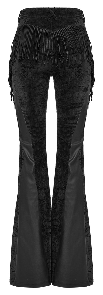 Black Tassel Flare Rave Trousers | Punk Rave