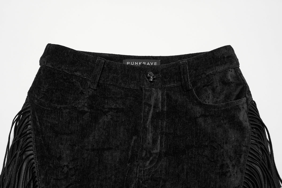 Black Tassel Flare Rave Trousers | Punk Rave
