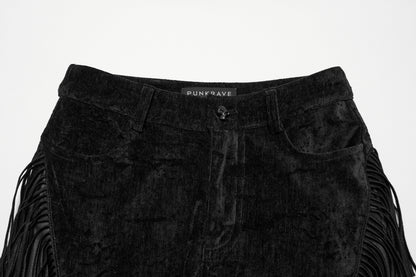Black Tassel Flare Rave Trousers | Punk Rave