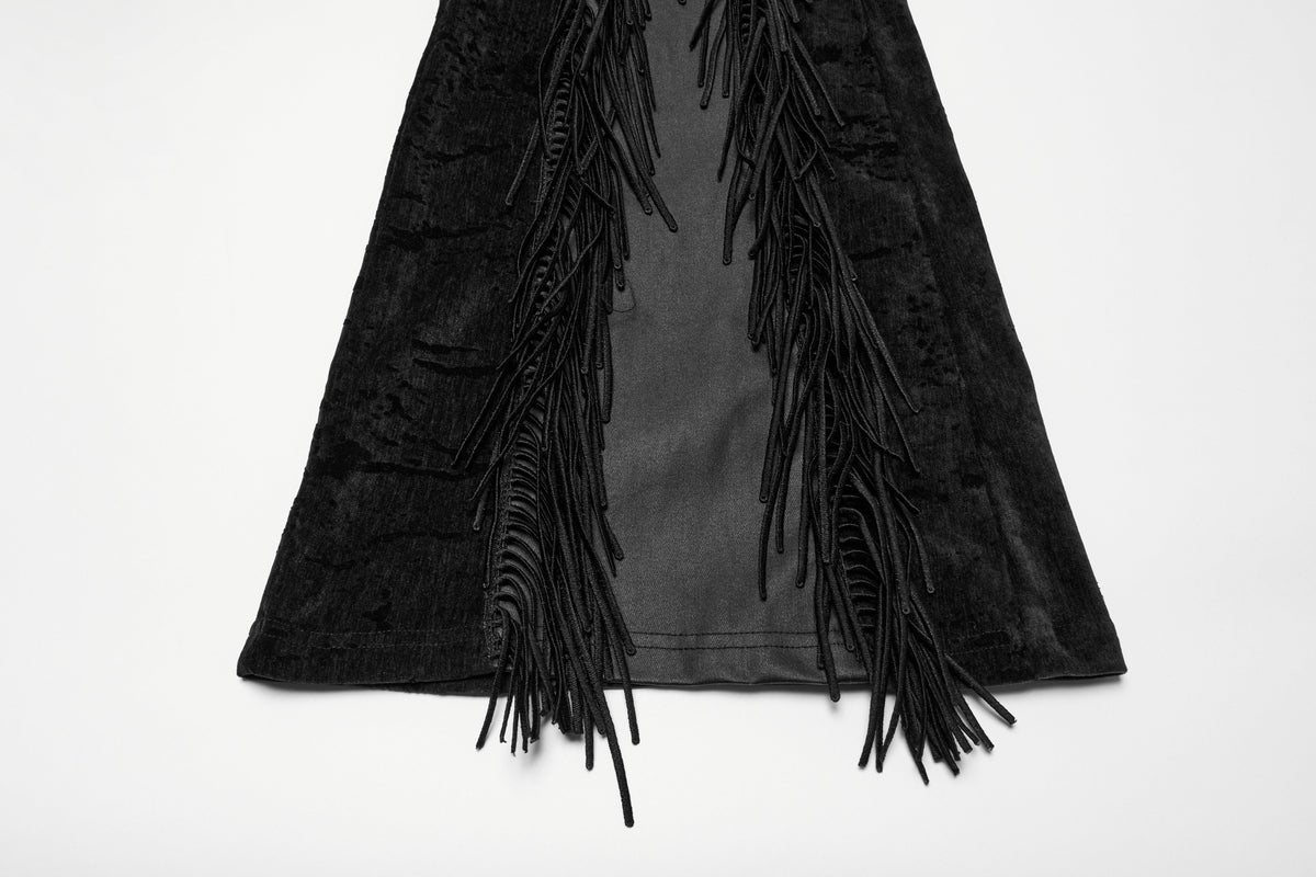 Black Tassel Flare Rave Trousers | Punk Rave