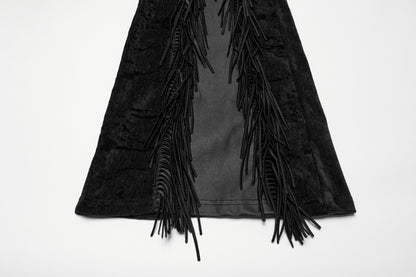 Black Tassel Flare Rave Trousers | Punk Rave