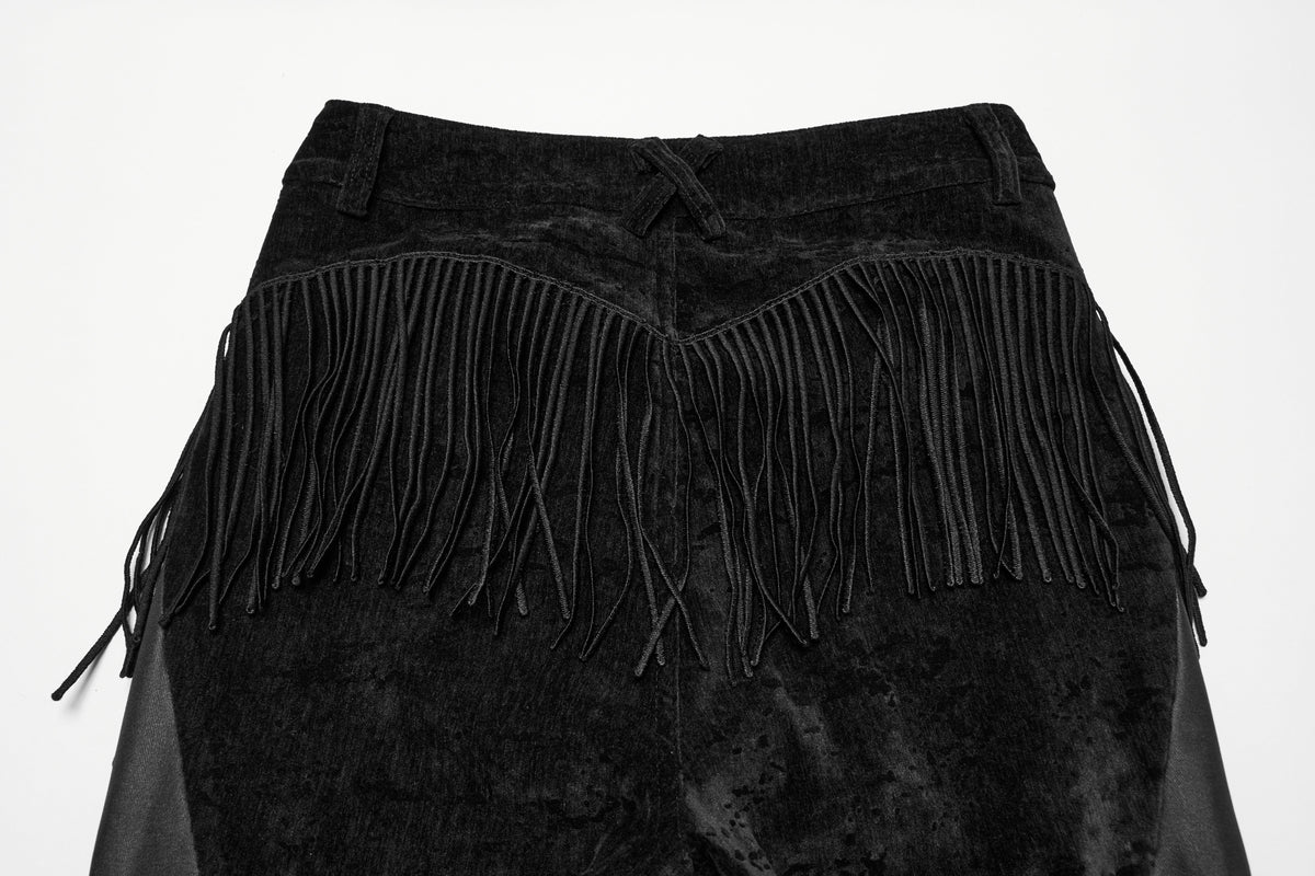 Black Tassel Flare Rave Trousers | Punk Rave