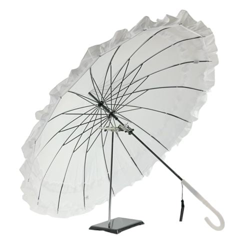 Frilly Pagoda Umbrella - White