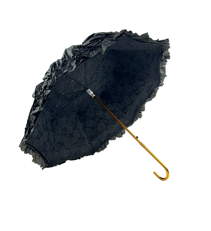 Black Ruffle Lace Dome Umbrella