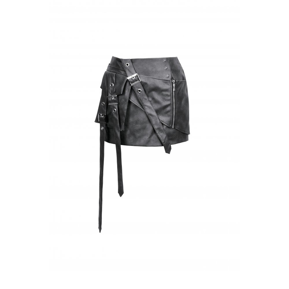 Black Faux Leather Buckle Mini Skirt | Dark In Love