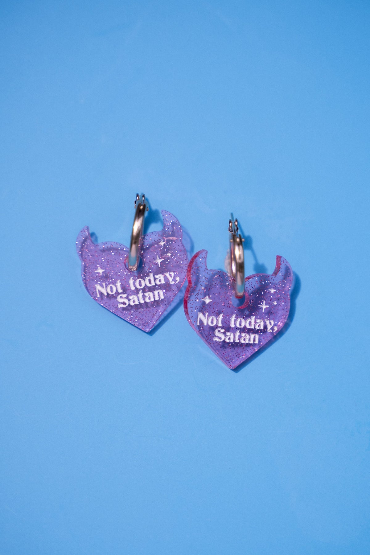 Not Today Satan Hoop Earrings | Devil Heart Jewellery