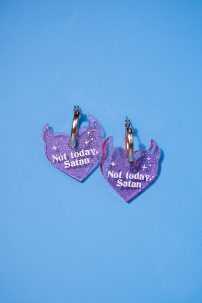 Not Today Satan Hoop Earrings | Devil Heart Jewellery