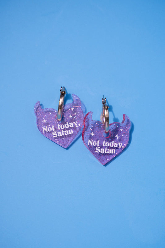 Not Today Satan Hoop Earrings | Devil Heart Jewellery