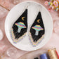 Beaded Earrings - Handmade Hypoallergenic Black UFO