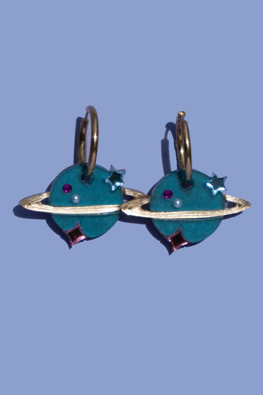 Distant Planet Hoop Earrings | Celestial Jewellery