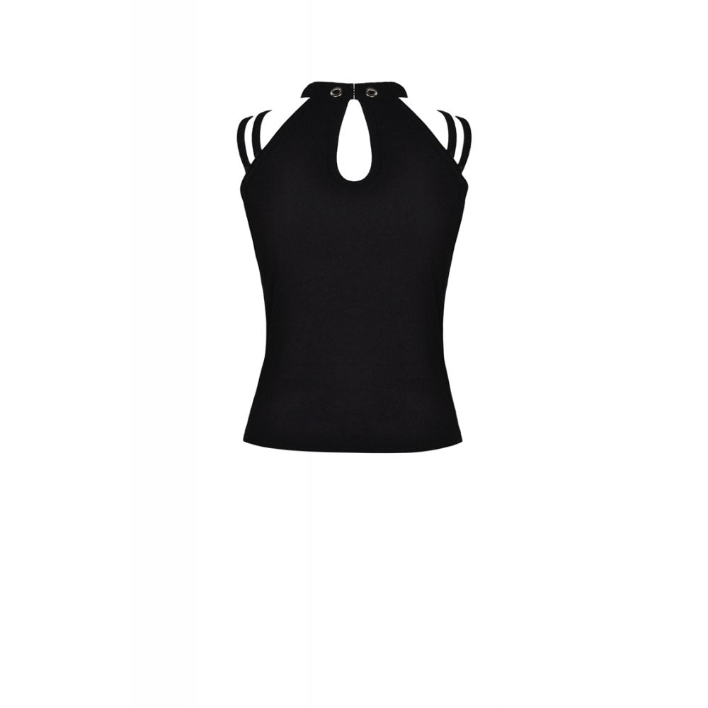 Black Mesh Strap Rave Halter Top | Dark in Love