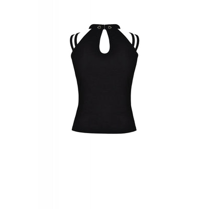 Black Mesh Strap Rave Halter Top | Dark in Love
