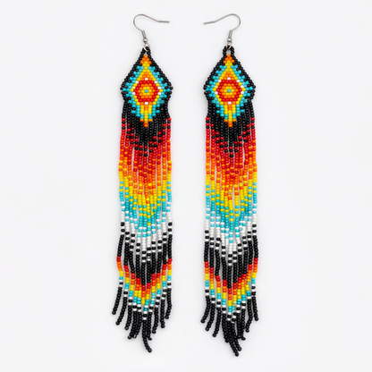 Extra Long Boho Beaded Fringe Earrings