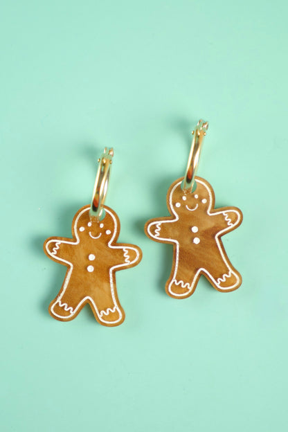 Gingerbread Man Hoop Earrings | Christmas Jewellery
