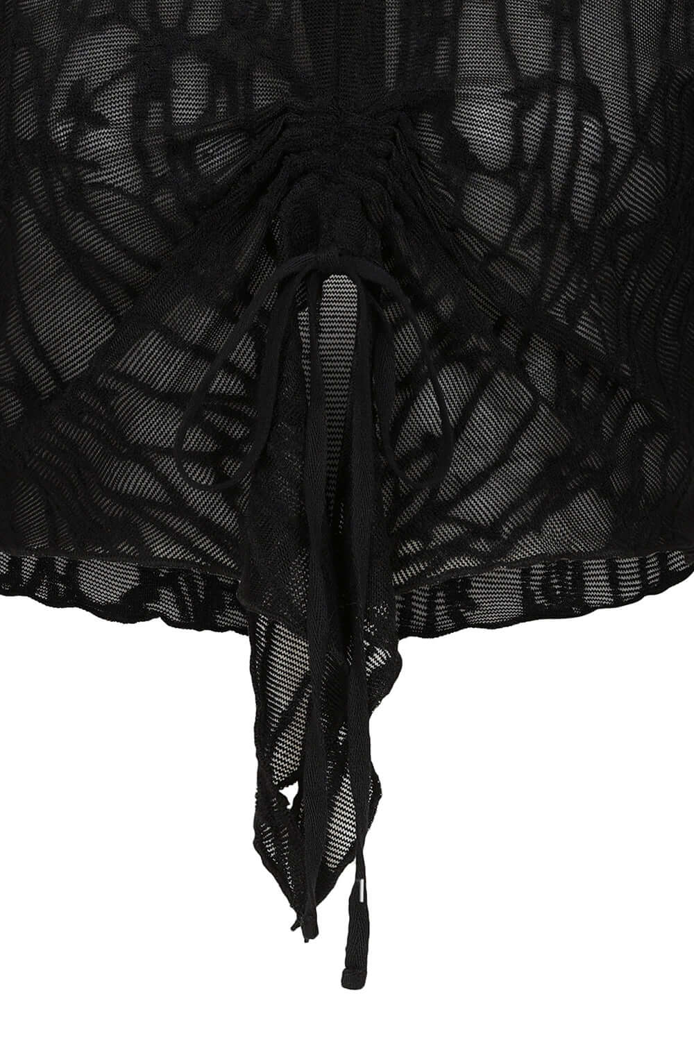 Black Sheer Lace Cropped Top with Flared Sleeves | Banned Apparel