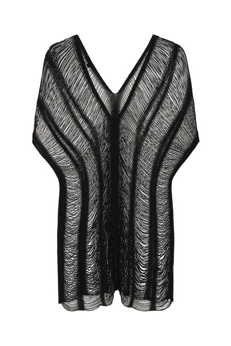 Black Shredded Mesh Rave Top | Banned Apparel