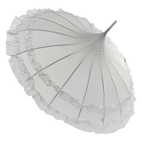 Frilly Pagoda Umbrella - White