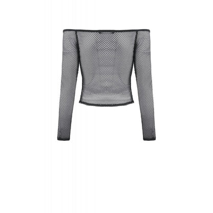 Black Fishnet Off-Shoulder Rave Top | Dark in Love