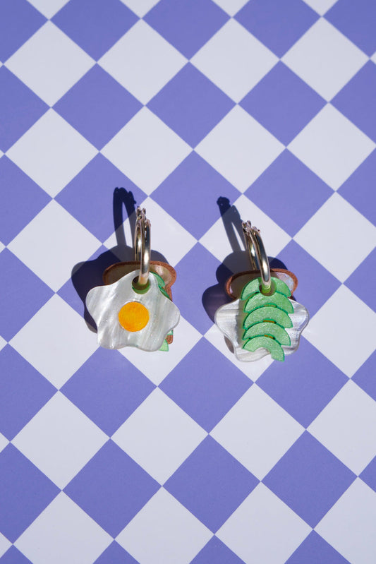 Avocado & Egg on Toast Hoop Earrings | Food Jewellery