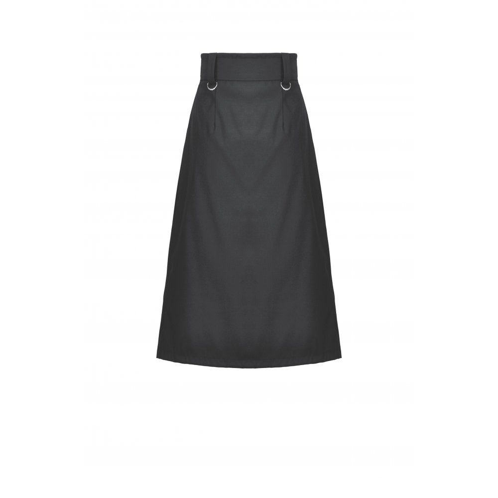 Black Chain Belt Split-Front Overskirt with Statement Buckles | Dark in Love