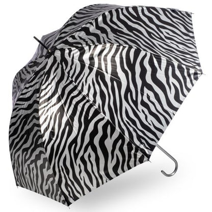 Silver Metallic Zebra Print Umbrella