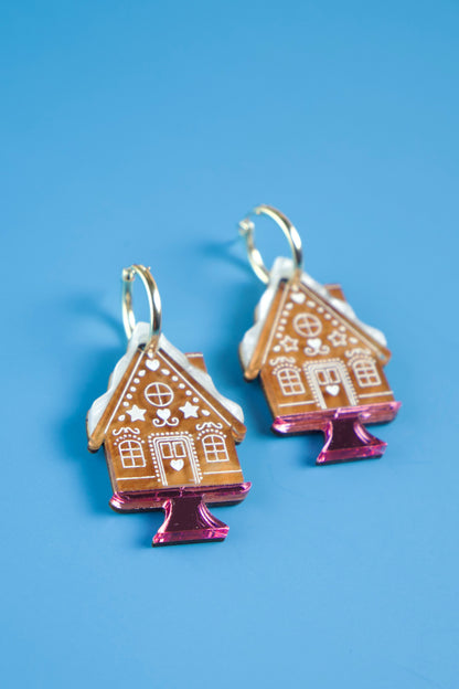 Gingerbread House Hoop Earrings | Christmas Jewellery