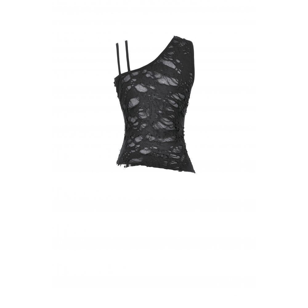 Black Asymmetric Lace Rave Top | Dark in Love