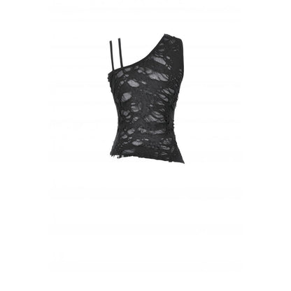 Black Asymmetric Lace Rave Top | Dark in Love