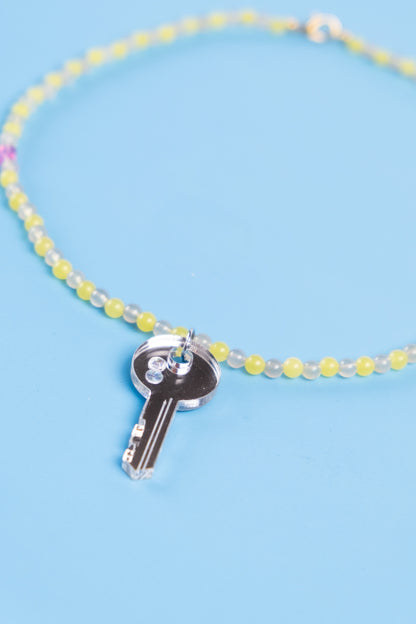 Lemon Jasper Key Necklace | Statement Beaded Jewellery