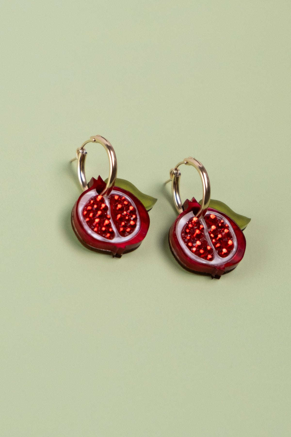 Pomegranate Hoop Earrings | Fruit Jewellery