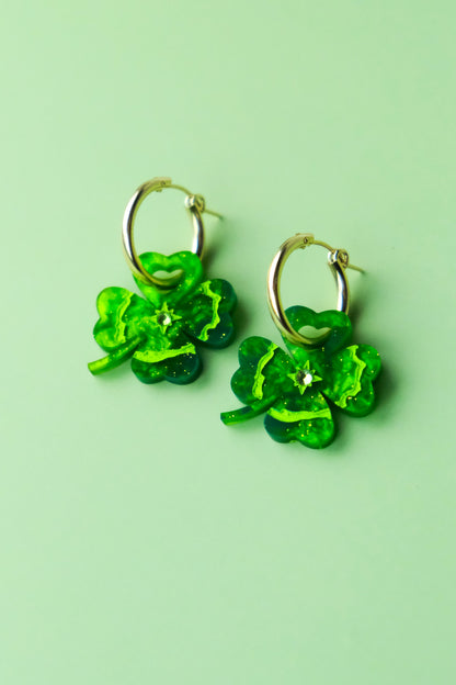 Four Leaf Clover Hoop Earrings | Shamrock Jewellery