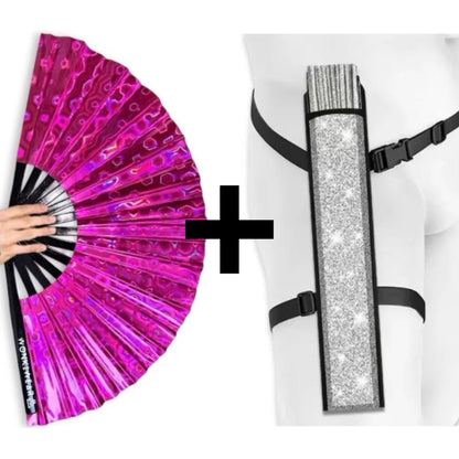 Pink Holographic XL Festival Fan