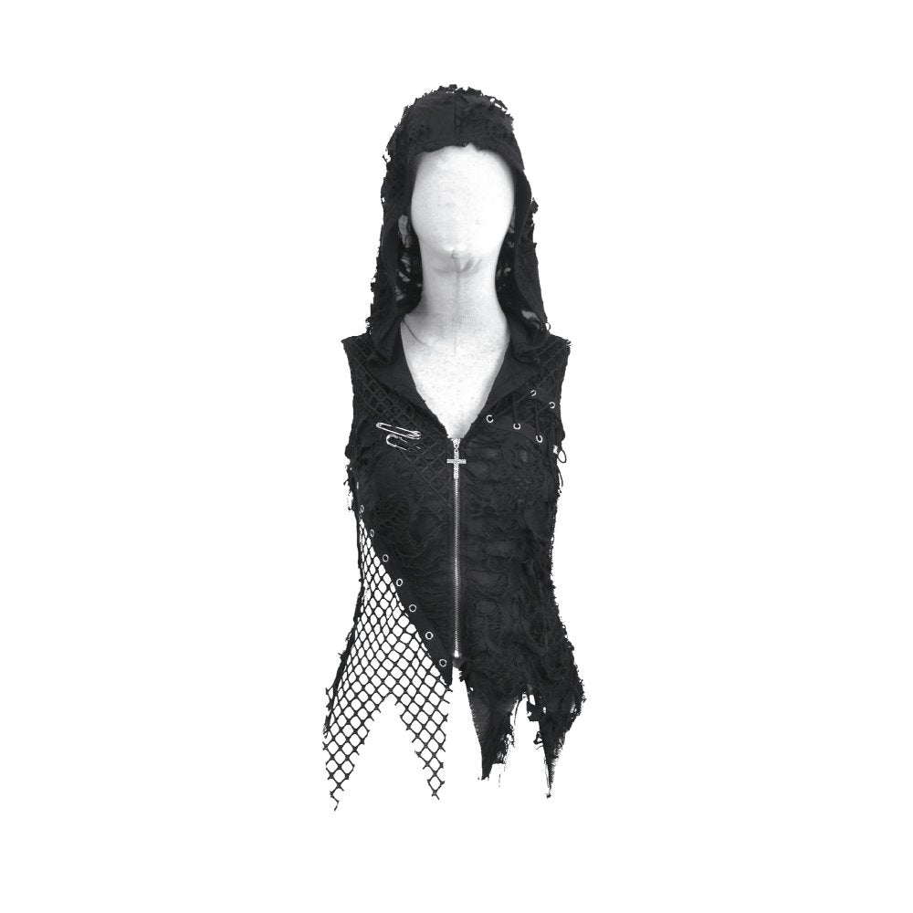 Black Asymmetric Hooded Rave Top | Dark in Love