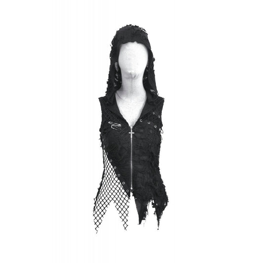 Black Asymmetric Hooded Rave Top | Dark in Love