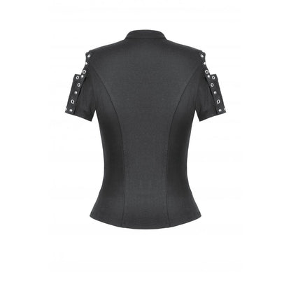 Black Lace Off-Shoulder Top with Studded Shoulder Details | Dark in Love