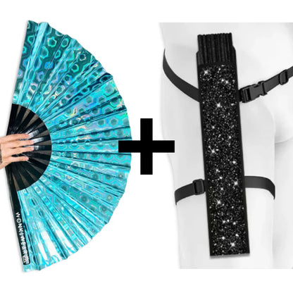 Blue Holographic XL Festival Fan