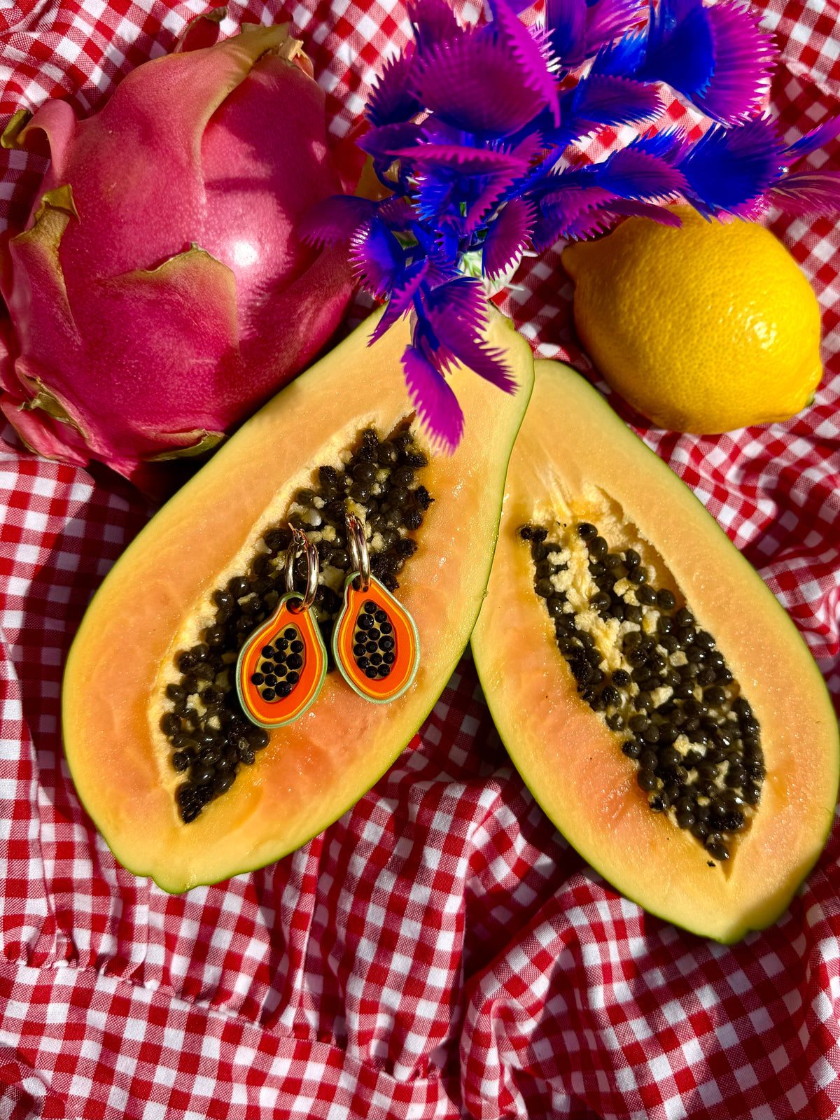Papaya Hoop Earrings | Tropical Fruit Jewellery